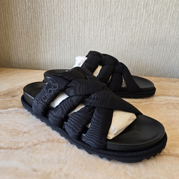 Jimmy Choo Sandals Black MSRP $595 Jimmy Choo Kes Slide Sandals - Picture 6 of 17